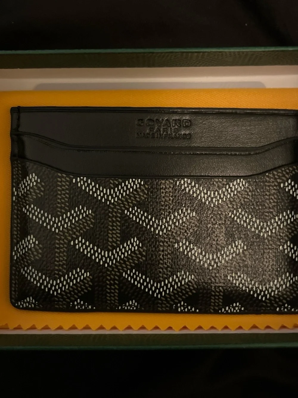 Goyard Black and White Chevron Card Holder